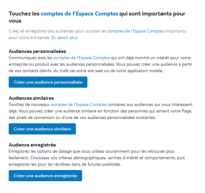 Choix audience campagne Meta