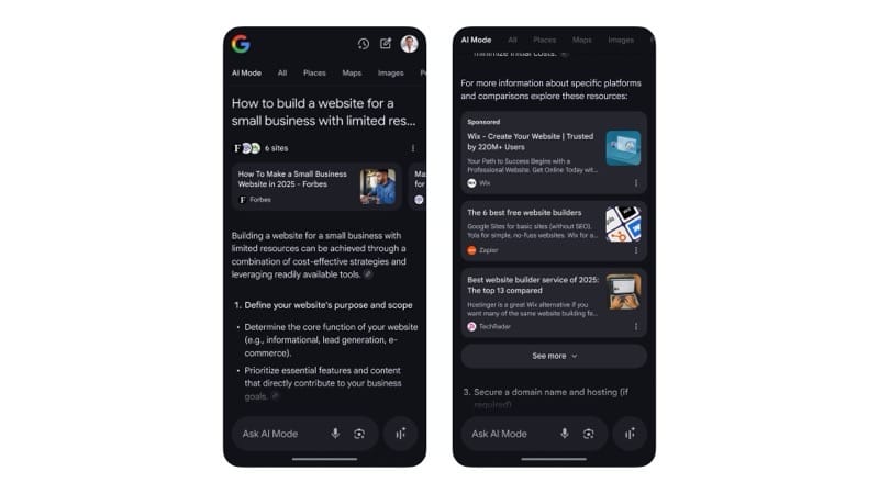 Ads dans google ai mode