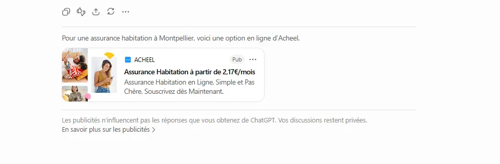 Exemple publicité Chat GPT